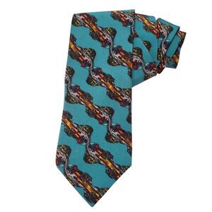 J. Garcia Silk Tie “Parrot & Frogs” Collection Five – Teal | Made in USA by Ston